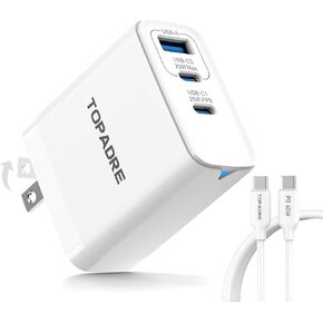 كتلة شاحن USB C بقدرة 65 وات، شاحن حائط 3 منافذ GaN قابل للطي من النوع C، شحن سريع لأجهزة MacBook Pro/Air، iPad Pro/Air، iPhone 15/15 Pro/15 Pro Max، لهاتف Samsung Galaxy S24/S23، أبيض in Kuwait