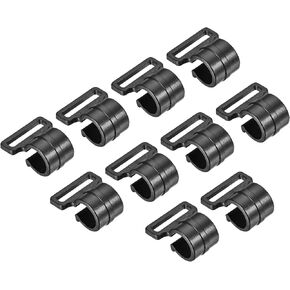 10 Pack C-Clips Clamps for Tent Pole - Plastic Clips Tent Hook Awning Clamps Fasteners, Apply to Camping Hiking (11mm, Black)