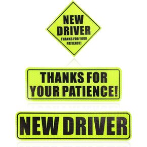 3pcs New Driver Magnet for Car, Thanks for Your Patience Student Driver Sticker Magnetic Reflective Bumper Stickers Novice Rookie Driver Road Safety Sign New Driver Decal for Car (Green)