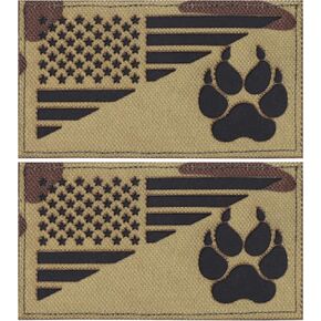 2 Pack Dog Patches for Harness, Dog Tracker Paw Embroidered Applique with American Flag for Medium and Large Animal Vests Harnesses