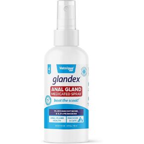 Vetnique Labs Glandex Medicated Dog Anal Gland Spray - Pain Relieving & Anti-Itch Formula to Soothe Inflamed Anal Glands in Dogs & Cats - Fast Acting Clinical Formula - Boot The Scoot (4oz)