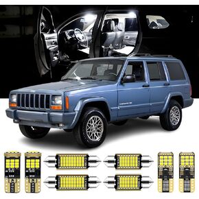20 Pieces Cherokee XJ LED Interior Light Kit Replacement for Jeep Cherokee 1984-1989 1990-1995 1996 1997 1998 1999 2000 2001 White 6000K LED Interior Bulbs Package + License Plate Lights, Install Tool