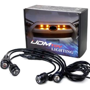 iJDMTOY 4pc Set 3W High Power LED Grille Mesh Mount Lighting Kit Compatible with Toyota FJ Cruiser 4Runner Tacoma etc., 2500K Amber Projector Lens Spot Beam LED Lights