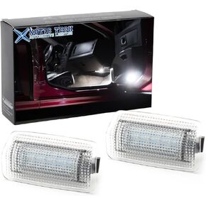 Xotic Tech 2pcs LED Door Courtesy Light Lamps Error Free OE Fit Compatible with Lexus IS ES GS LS or Toyota Sienna Camry 4Runner, 18-SMD White (Part # 81230-47010 81230-02040 81230-02050 81230-48020)