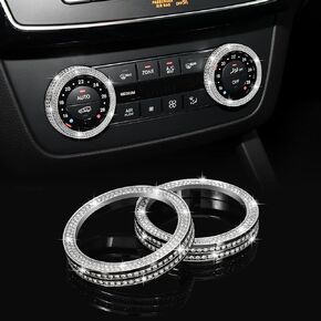 TOMALL Bling Car AC Knob Covers Compatible with Mercedes Benz Center Console Air Conditioning Knob Button Cover Radio Button Cover AC Climate Control Button Trim Interior Ring Decorations (Large)