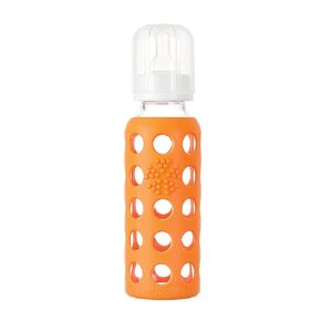 Lifefactory 9-Ounce Glass Baby Bottle with Silicone Sleeve and Stage 2 Nipple (9 Ounce, Tangerine)