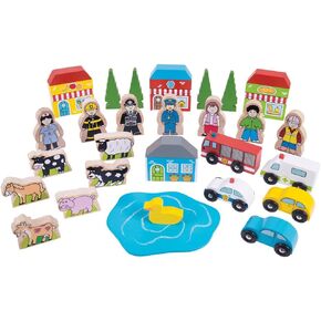 Bigjigs Rail Trackside Accessory Set - Wooden Train Set Accessories