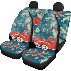 Car Seat Covers Full Set Novelty Flower Print Novelty Hippie Style Two Front Driver Seat Cover Rear Bench for Women Breathable Fitted Universal Car Seat Protectors Fit Most Trucks SUV Vehicle