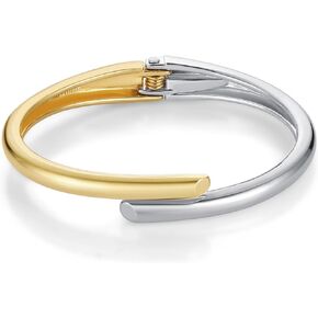 HZMAN Cuff Bracelets for Women 14K Gold Plated Thin Open Cuff Bangle Bracelets Minimalist Hinge Wrist Cuff Bracelet Jewelry Gift