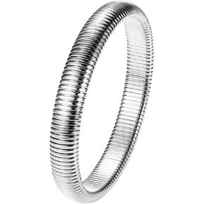 Flexible Stretch Gold Bangle Bracelet for Women: Elastic Stainless Steel Chunky Cuff Bracelet Trendy Jewelry