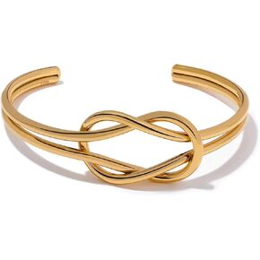 Gold Love Knot Bracelet for Women Double Knot Cuff Bangle Bracelets Minimalist Adjustable Bracelets Trendy Jewelry Gift in Kuwait