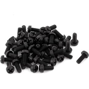 uxcell M2.5 x 6mm Nylon Phillips Cross Pan Head Machine Screws Black 50 PCS