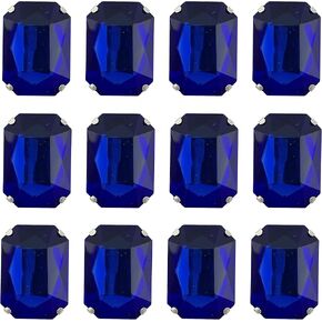 AEAAOA 12 قطعة خياطة على حجر الراين مستطيل زجاج كريستال حجر الراين خياطة مخلب الأحجار الكريمة خياطة على الماس مع فتحة شوكية مطلية بالفضة مخلب مسطح للحرف اليدوية والملابس (18 × 25 مم، أسود) in Kuwait