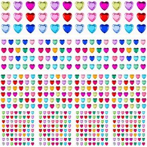 16 Sheets Heart Rhinestone Stickers Heart Face Gems Heart Shape Rhinestones Rhinestone Face Jewels Self Adhesive Gemstones Stick on Makeup Gems Multi