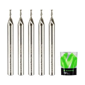 Downcut Spiral Router Bits 1/8 Inch Shank 1mm Cutting Dia. Down Cut Solid Carbide CNC End Mill Set, Ideal for Wood Carving, Slot Mortise, Engraving, Grinding (5PCS)