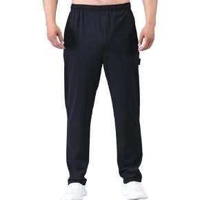 Men's Elastic Waist Zipper Fly Hiking Pants Quick-Dry Lightweight Outdoor Sweatpants