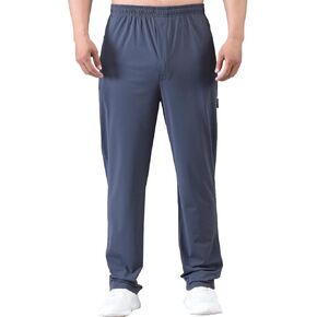 Men's Elastic Waist Zipper Fly Hiking Pants Quick-Dry Lightweight Outdoor Sweatpants in Kuwait