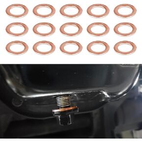 15PCS Oil Drain Plug Gasket, Crush Washer Oil Drain Plug, 14mm Copper Oil Drain Plug Washer Gaskets, Oil Crush Washer Compatible/Replacement for Mercedes OEM PN Part#: 007603-014106
