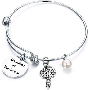 ENSIANTH Grandma of The Bride,Grandma of The Groom Bracelet Stainless Steel Wire Bangle Wedding Bridal Party Gift