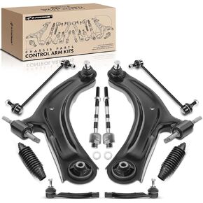 A-Premium Set of 10, Lower Control Arm, Inner Outer Tie Rod End, Sway Bar Link, Rack Pinion Boot Compatible with Nissan Rogue 2008-2013, Rogue Select 2014-2015