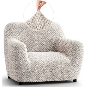 PAULATO BY GA.I.CO. Chair Cover - Stretch Armchair Slipcover - Armchair Cover for Pets and Kids - Soft Chair Slip Cover - Easy to Clean Chair Protector - Microfibra Print Collection - Venezia Cream