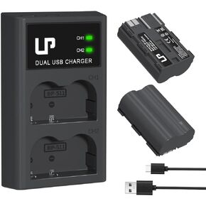 LP BP-511 BP 511a Battery Charger Pack, 2-Pack 2200mAh Battery & Dual USB Charger with LED Lights Display for Canon EOS 5D 10D 20D 20Da 30D 40D 50D Rebel 1D D30 D60 300D Pro1 G1 G2 G3 G5 G6 Pro90 90IS