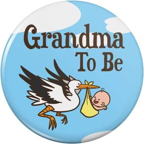 Grandma To Be Stork Baby Grandmother Pinback Button Pin Badge