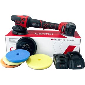 18V Cordless Car Polisher with 15MM Orbital and 5"/6" Buffing Pads