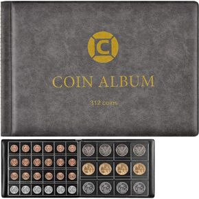 Coin Collection Book Holder Albums for Collectors, 312 Pockets Binder for 20 25 27 30 38 46mm. Coin Collecting Supplies Storage Holders for Silver Dollar, Penny, Bill Commemorative-Black