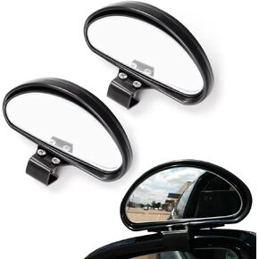 Pack-2 Car Side Rearview Mirror Blind Spot Mirror, 5.9" x 2.1" Reversing Wide-angle Auxiliary Mirror, Adjustable Angle Convex Mirror for Safe Driving, Universal for Cars Exterior Parts (Black)