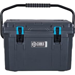 QuadraX 20QT Rotomolded Portable Hard Cooler for Camping, Fishing, Beach | Heavy Duty Insulated Ice Chest | Cold Retention 5 Days