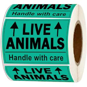 Remarkable Live Animals Please Handle with Care Stickers,2 X 3 Inch Fluorescent Fragile Shipping Label Stickers for Shipping and Packing (250 Adhesive Labels)