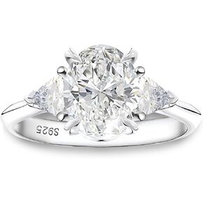 Oval CZ Engagement Rings for Women by Ginger Lyne |2 Ct Faux Diamond Ring | 925 Sterling Silver 14K White Gold Wedding Rings for Women | Travel Promise Rings for Her