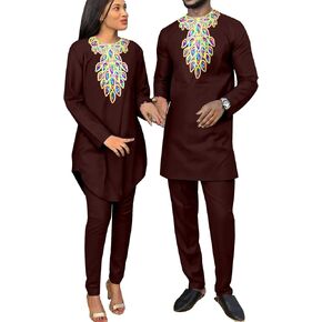 Dashiki African Couples Clothing Men's Tops Shirts Pants Sets Couples Clothing Barking Ridge Wedding Sets