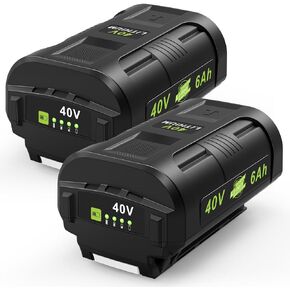 40V 6.0Ah OP4060 Upgrade Battery Replacement for Ryobi 40V Li-Ion Battery OP4050A OP4015 OP4026 OP40201 OP40261 OP4030 OP40301 OP4040 OP40401 OP4050 OP40501 OP40601 Cordless Power Tools(2 PACK)