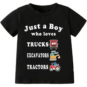 Little Boys Tractors Shirts Toddler Top T-Shirt Excavator Baby Shirts Top Clothes Toddler T-Shirt
