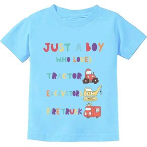 Little Boys Tractors Shirts Toddler Top T-Shirt Excavator Baby Shirts Top Clothes Toddler T-Shirt