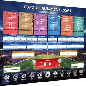AhfuLife 2 Pcs Euro 2024 Wall Chart Poster Decorations - A1 Size Euro 2024 Soccer Match Schedule Poster with ET Time, European Germany 2024 Football Soccer for Home Bar Party Decor (23.3''×33.1'') in Kuwait