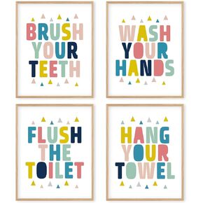 Boat Wades Kids Bathroom Unframed Wall Art Prints,Colorful Kid Toilet Bathroom Posters Prints Pictures,Bathroom Wall Decor,Kid Bathroom Decorations,Kids Bathroom Decor,8x10 Inches Set of 4