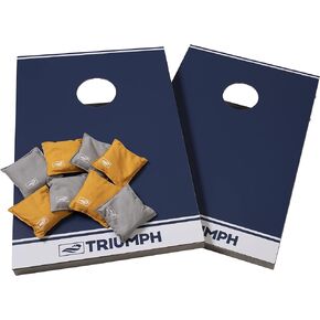 مجموعة فتحات الذرة 2 × 3 من الألومنيوم لجميع الأحوال الجوية من TRIUMPH SPORTS USA - تتضمن لوحتين و8 أكياس ثقب الذرة وحقيبة سفر، أزرق