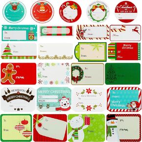 432 Pieces Christmas Sticker Labels, Self Adhesive Christmas Gift Tags for Gift Boxes Envelopes, Santa Snowmen Xmas Tree Reindeer Holiday Decorative Presents Name Labels