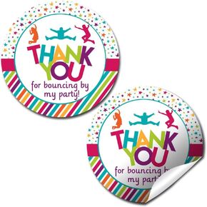 Jump and Bounce Birthday Party Thank You Sticker Labels, 40 2" Party Circle Stickers by AmandaCreation, Great for Party Favors, Envelope Seals & Goodie Bags