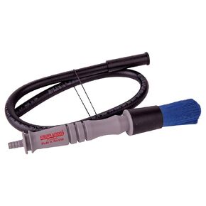 Parts Washer Flow-Through Brush, Handmade, Neoprene Hose Adapter, Solvent, Heat and Abrasion Resistant, Tool Scrubbing Brush, Easy Grip, Polyester Filament (Brass Bristle)