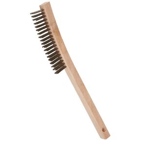Weiler 44054 Hand Wire Scratch Brush, .012 Stainless Steel Fill, Curved Handle, 3 X 19 Rows