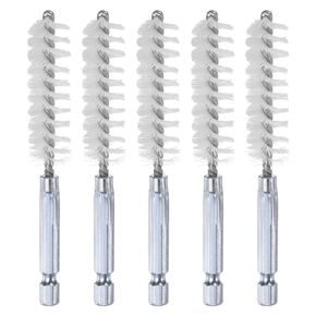 5Pcs Nylon Bore Brush 14mm Dia 4" Long Cleaning Twisted Wire Brush with Handle 1/4" Hex Shank for Tubes, Ports, Bearings