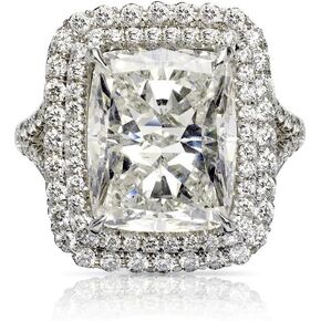 AZQ Fashion 925 Sterling Silver Shiny Full Diamond Ring Princess Square Cubic Zirconia Rings CZ Diamond Multi Row Ring Eternity Engagement Wedding Band Ring for women