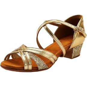 Kids Ballroom Dance Shoes Latin Salsa Suede Sole Dancing Dress Shoes for Girls