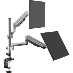 SIIG Dual Monitor Arm Desk Mount with Gas Spring, Holds Two 17"-32" Screens, Up to 19.8lbs Each, Fully Adjustable, VESA 75/100mm, C-Clamp/Grommet, Cable Management, (CE-MT3R11-S1)