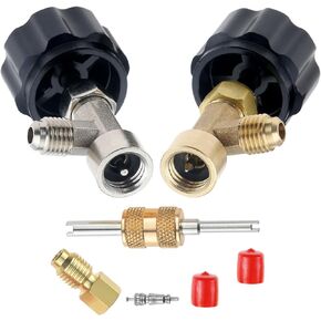 R134A Can Tap, R134A Self-Sealing and Puncture Style Refrigerant Can Tap Valves with Refrigerant Tank Adapters for Automotive Air Conditioning Systems Refilling (Black)