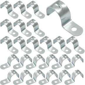 25 Pcs One Hole Pipe Straps, 18mm/0.7 Inch Metal Pipe Strap Zinc Plated Steel Clamp with 1 Hole for Pipe Fixing on Various Surfaces